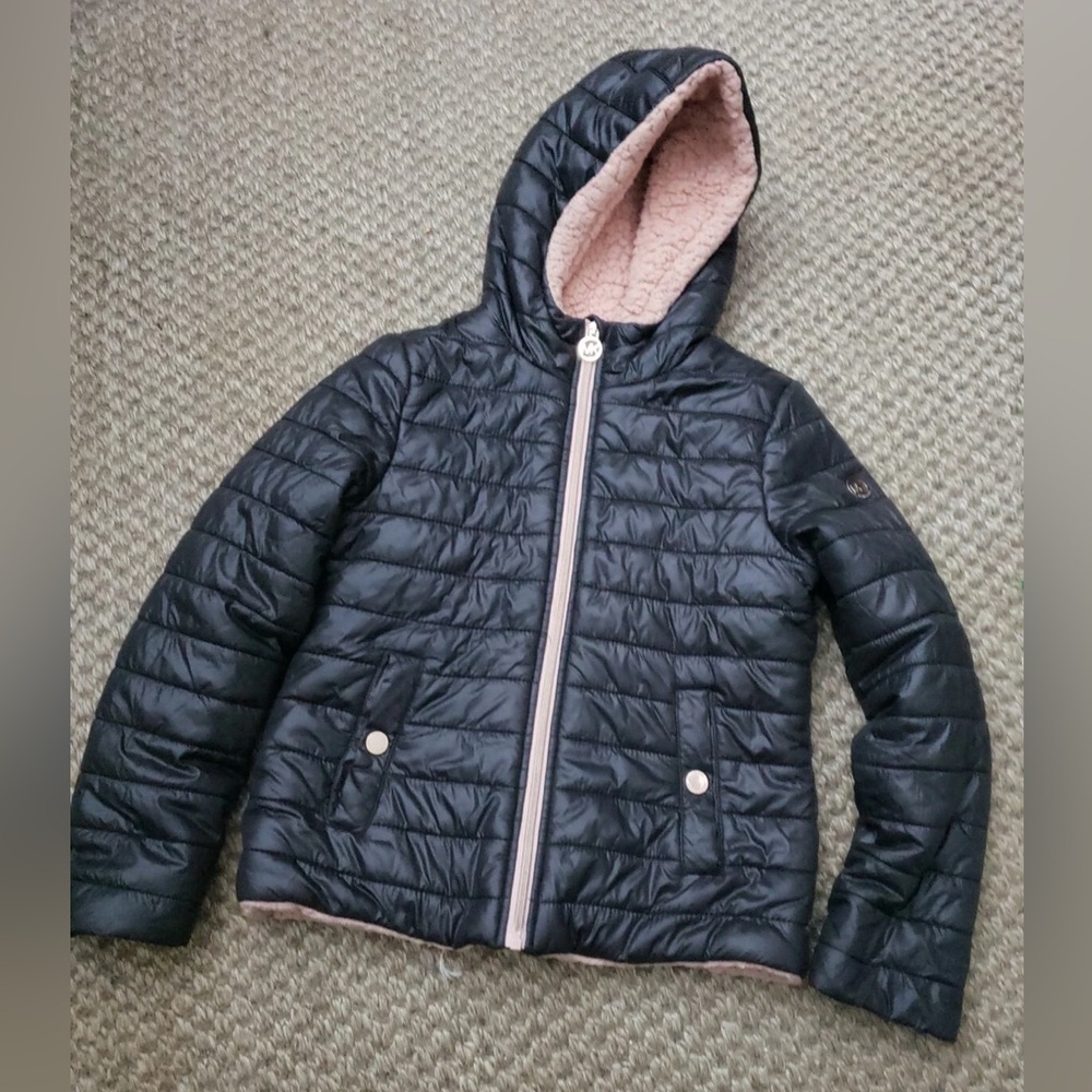 Michael Kors Girls Puffer Jacket With Hood/ Black Girls Size 16, fleece lined